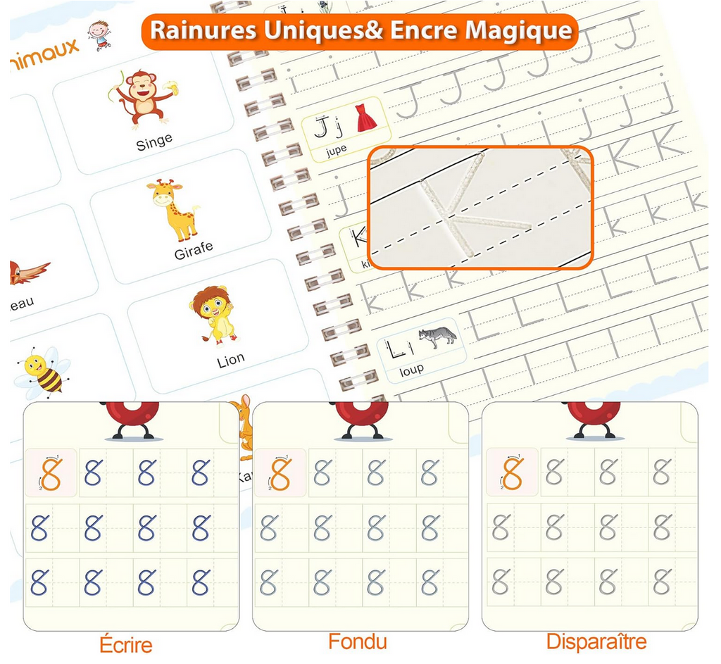 Mon Cahier Magique d’Écriture, l'apprentissage à l'écriture, c’est sentir chaque lettre naître sous les doigts