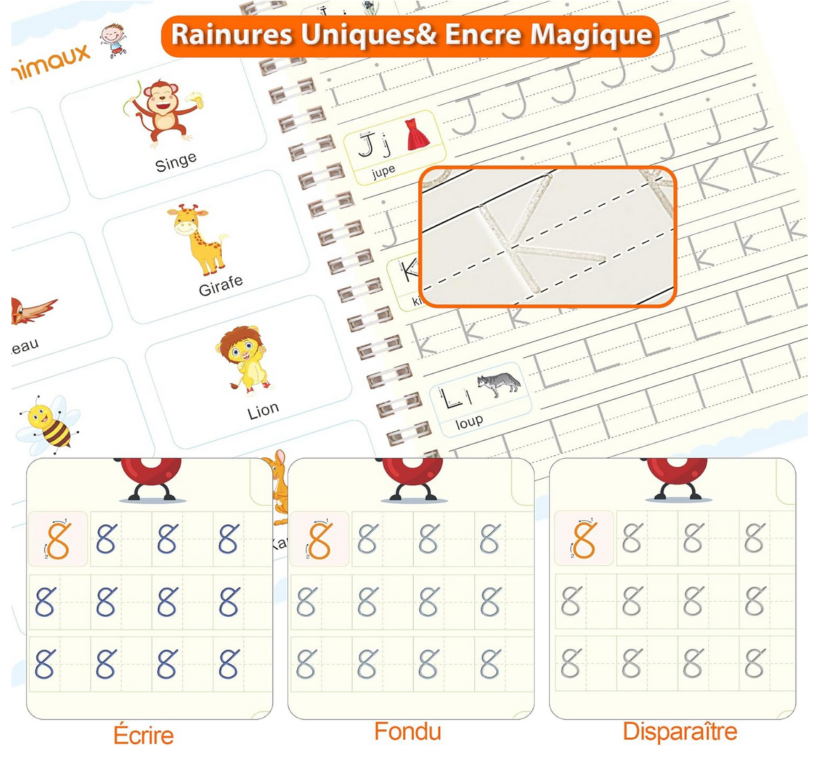 Mon Cahier Magique d’Écriture, l'apprentissage à l'écriture, c’est sentir chaque lettre naître sous les doigts