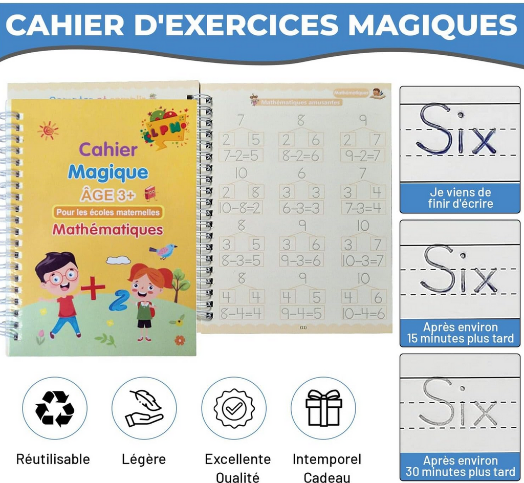 Mon Cahier Magique d’Écriture, l'apprentissage à l'écriture, c’est sentir chaque lettre naître sous les doigts